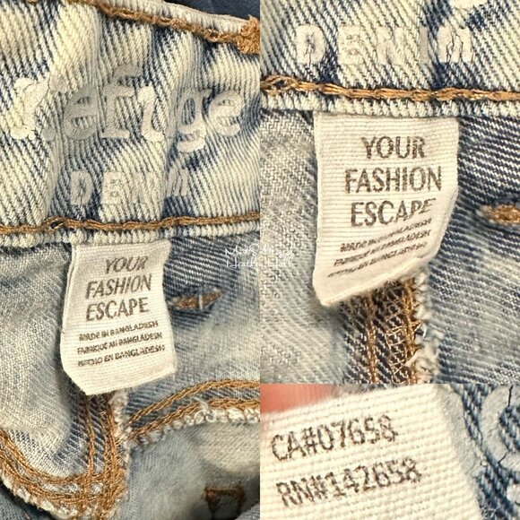 Refuge Light Wash Exposed Pockets Ripped Distressed Jean Shorts 27 - Picture 3 of 4